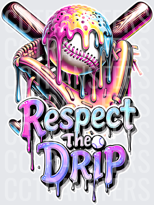 Respect The Drip Softball Dripping Neon Bats Glove (DTF)