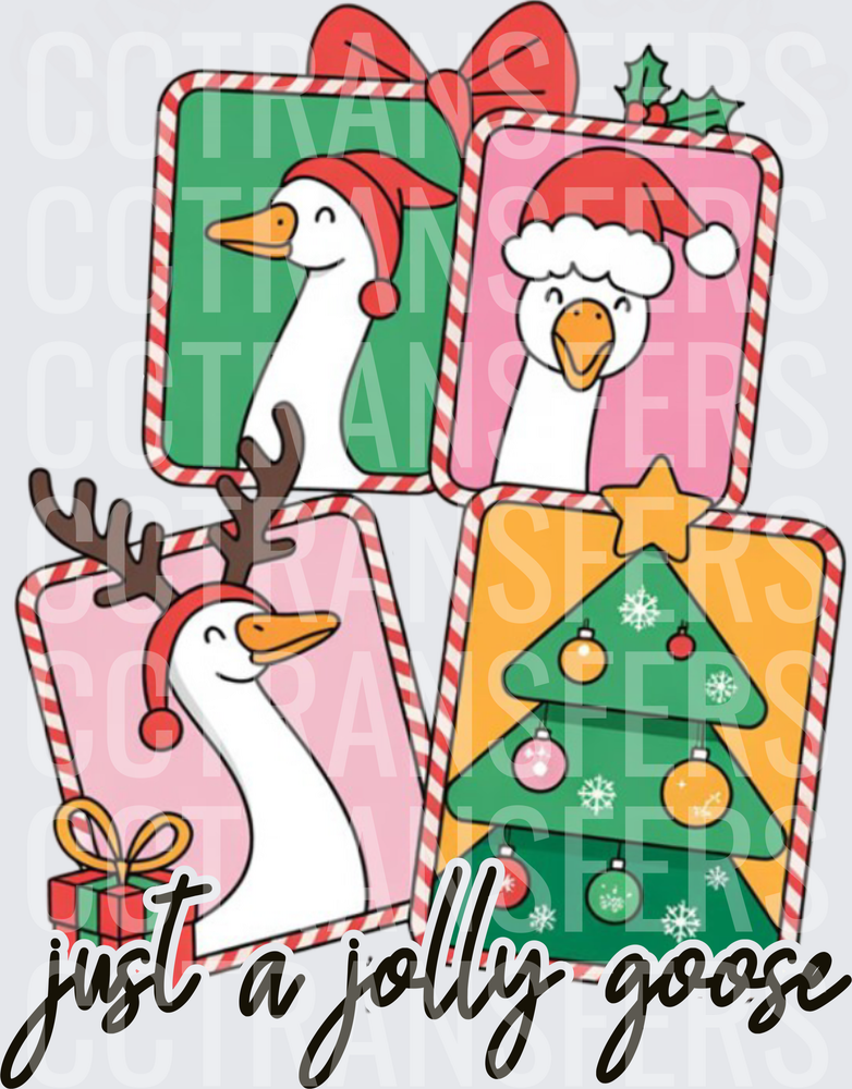 Just A Jolly Goose Christmas Cards Geese Holiday (DTF)