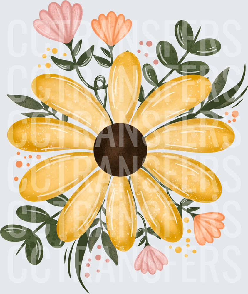 Boho Sunflower Wildflower Botanical Floral Arrangement (DTF)