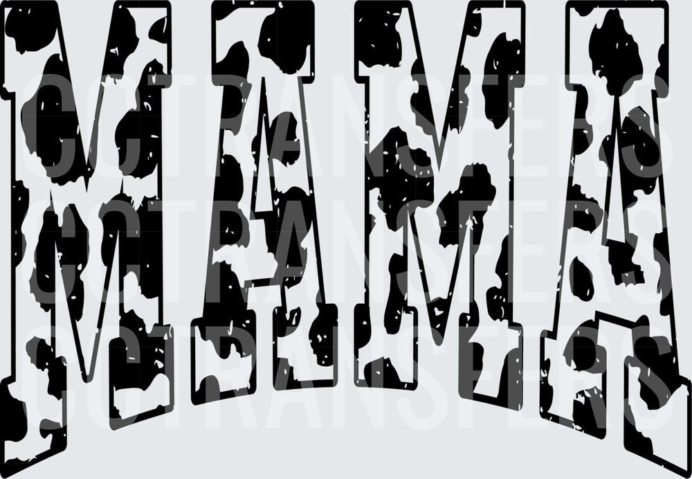 Mama Cow Print Bold Block Letter Design (DTF)