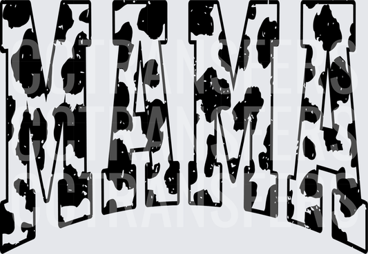 Mama Cow Print Bold Block Letter Design (DTF)