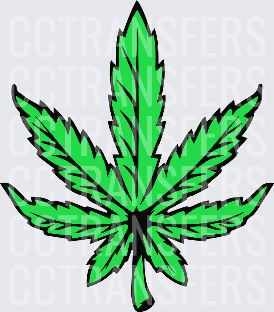 Bold Green Cannabis Leaf Illustration (DTF)
