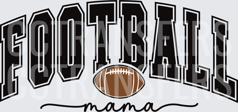 Football Mama Arched Varsity Letter Design with Ball (DTF)