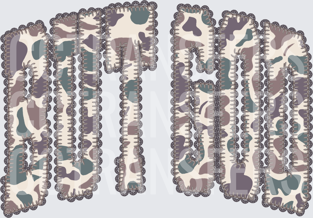 Camo Patch Embroidered Style Letter M G (DTF)