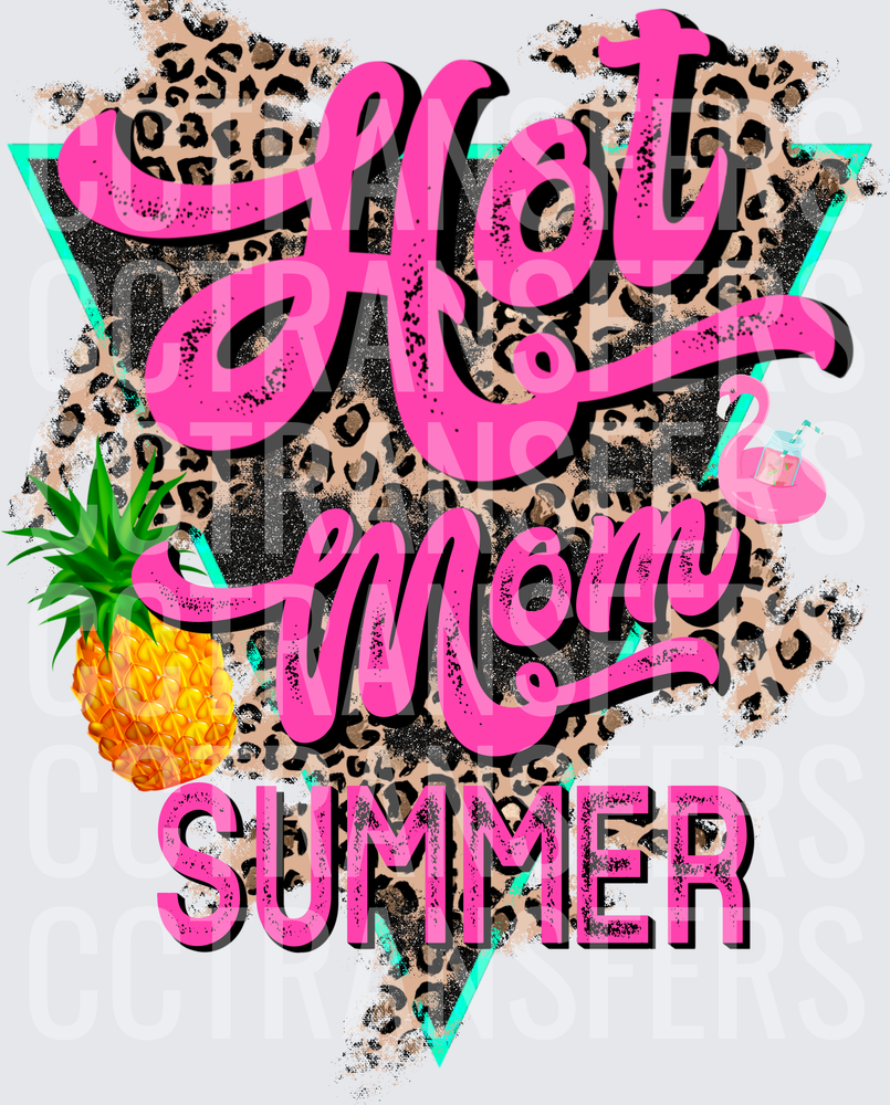 Hot Mom Summer Leopard Print Pineapple Flamingo (DTF)