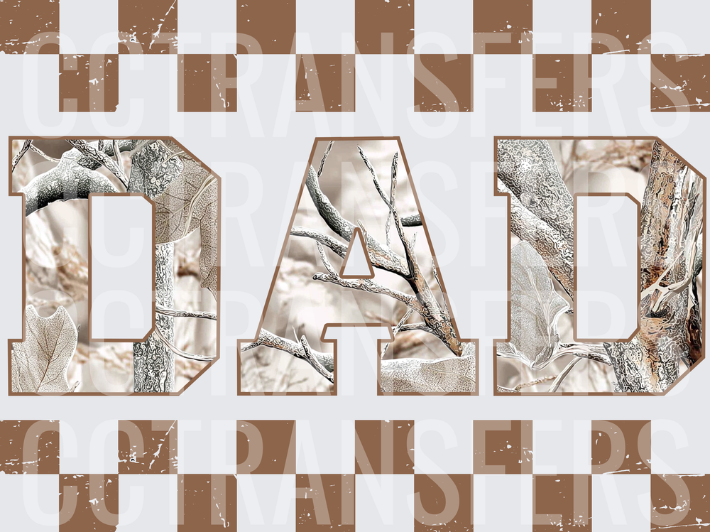 DAD Realtree Camo Letter Print Brown Checker (DTF)