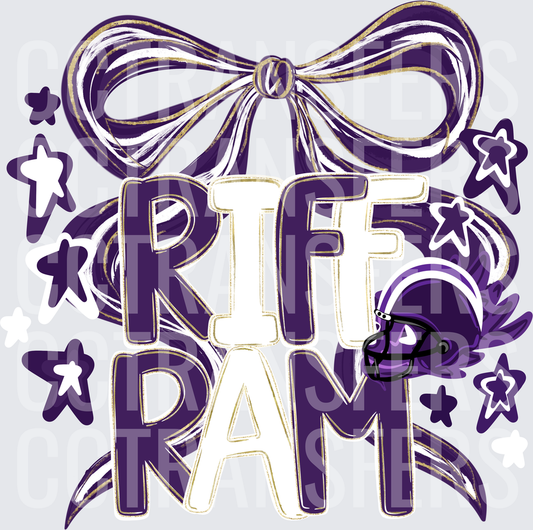 Riff Ram Purple Gold Football Bow Stars Spirit (DTF)