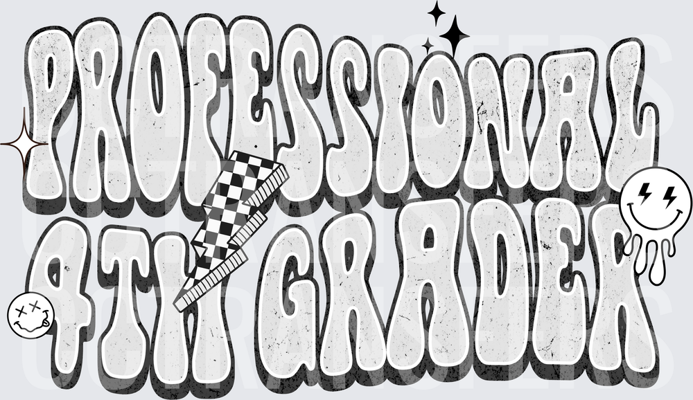 Professional 4th Grader Retro Groovy Bubble Font (DTF)