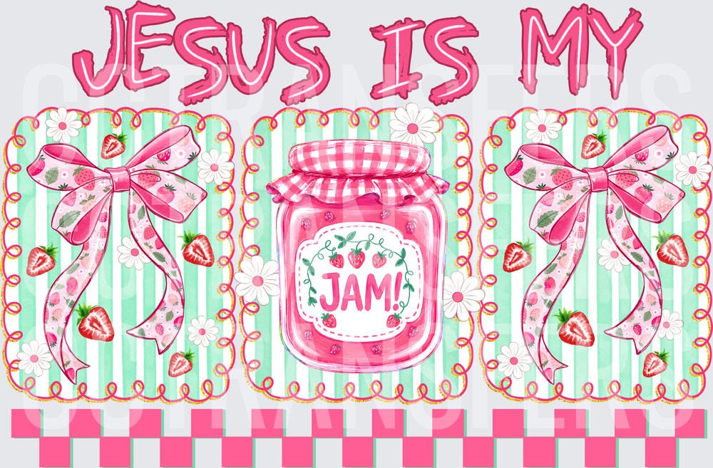 Jesus Is My Jam Strawberry Bow Coquette Christian (DTF)
