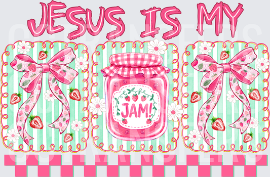 Jesus Is My Jam Strawberry Bow Coquette Christian (DTF)