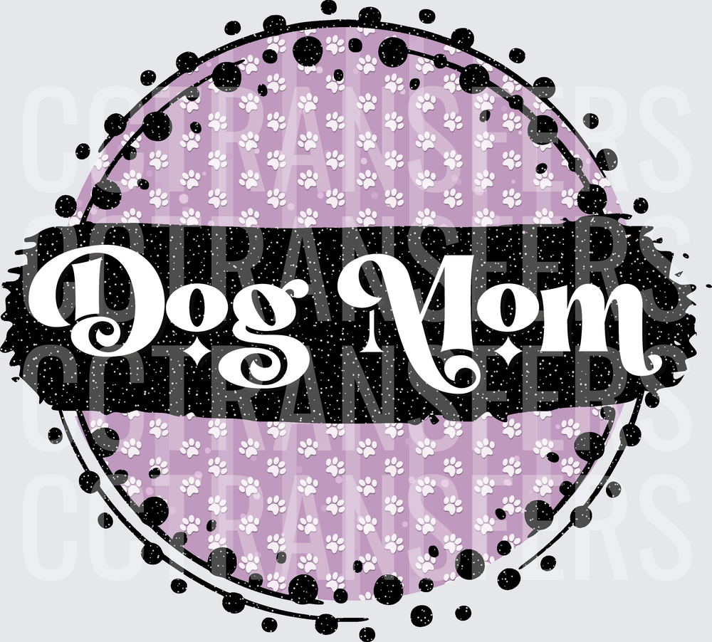 Dog Mom Purple Paw Print Circle Badge (DTF)