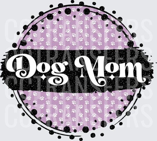 Dog Mom Purple Paw Print Circle Badge (DTF)