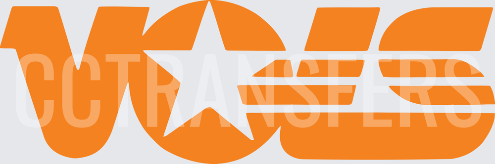 Bold Orange Block Letters Star Circle Design (DTF)
