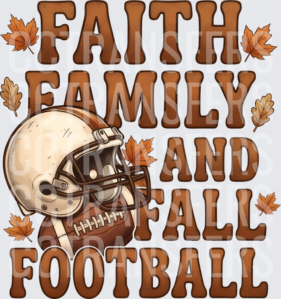 Faith Family and Fall Football Autumn Leaves Helmet (DTF)
