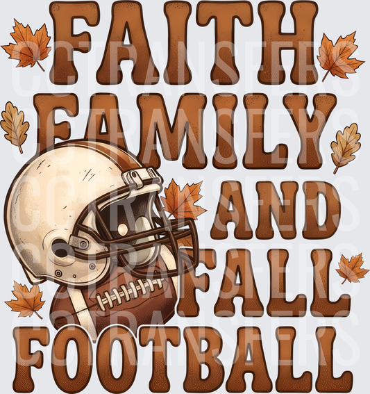 Faith Family and Fall Football Autumn Leaves Helmet (DTF)