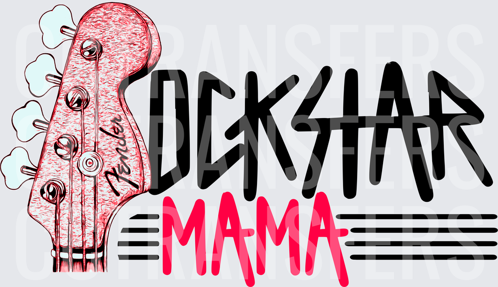 Rockstar Mama Guitar Headstock Bold Graphic (DTF)