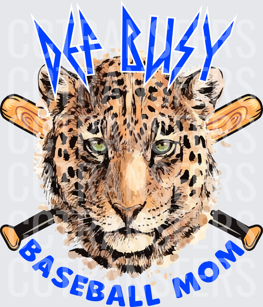 Def Busy Baseball Mom Leopard Crossed Bats (DTF)