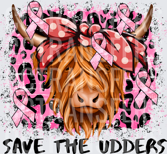 Save The Udders Highland Cow Pink Ribbon Awareness (DTF)