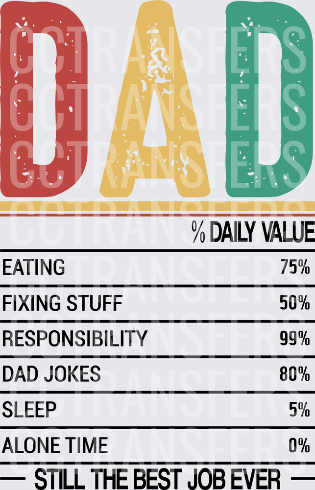 DAD Daily Value Nutrition Facts Still The Best Job Ever (DTF)