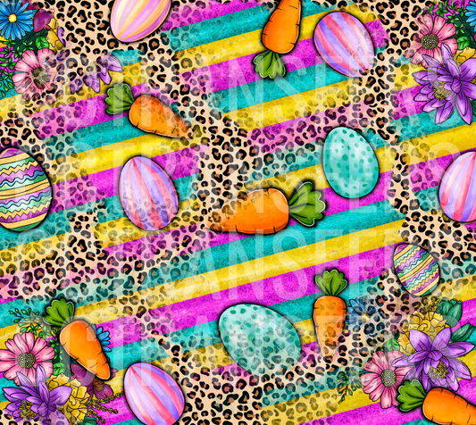 Leopard Stripe Easter Eggs Carrots Floral Pattern (DTF)