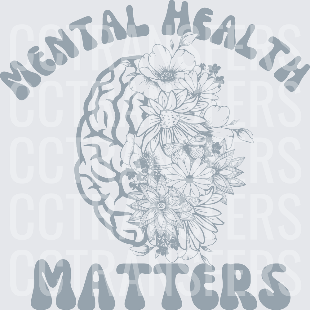 Mental Health Matters Floral Brain Illustration (DTF)