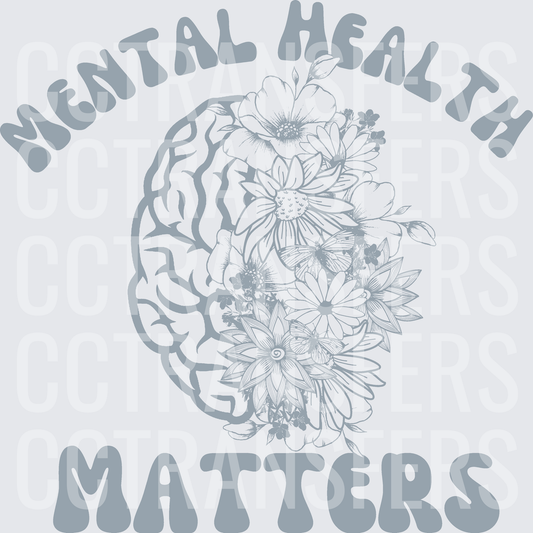 Mental Health Matters Floral Brain Illustration (DTF)