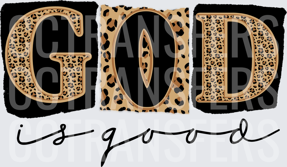 God Is Good Leopard Print Block Letter Design (DTF)