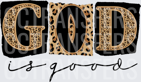 God Is Good Leopard Print Block Letter Design (DTF)