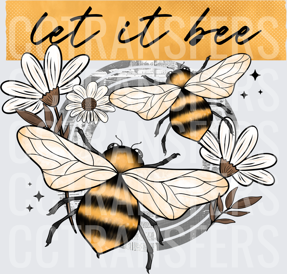 Let It Bee Bumblebees and Daisies Floral (DTF)