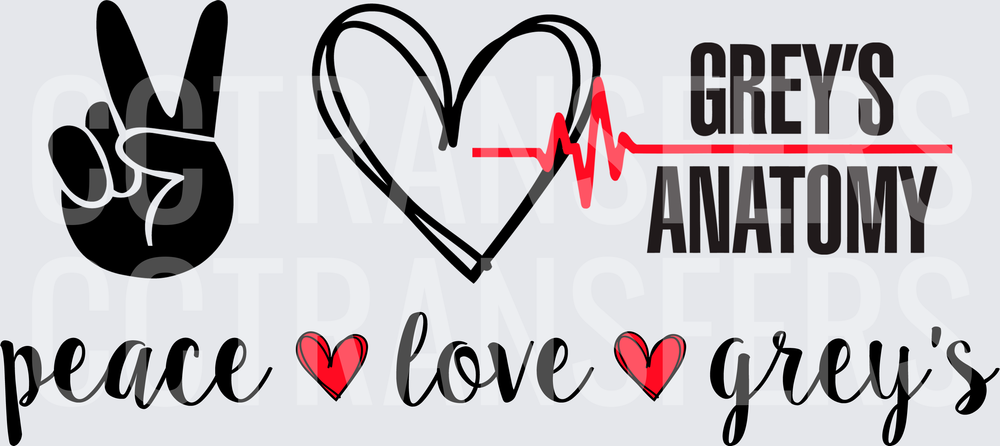 Peace Love Grey's Anatomy Heartbeat Heart Sign (DTF)