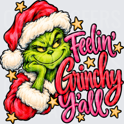 Feelin' Grinchy Y'all G-Man Santa Hat Stars (DTF)