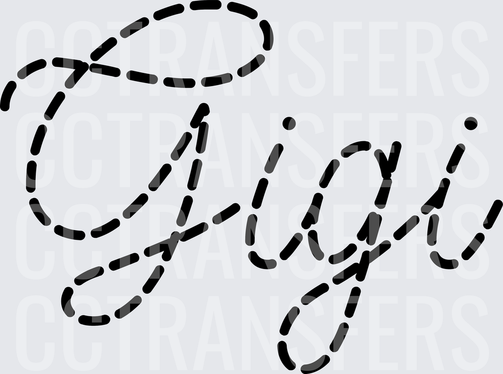 Gigi Dashed Outline Cursive Script (DTF)