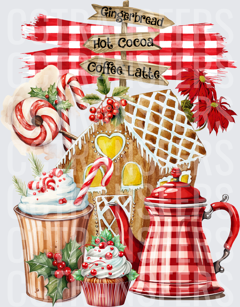 Gingerbread Hot Cocoa Coffee Latte Christmas Café (DTF)