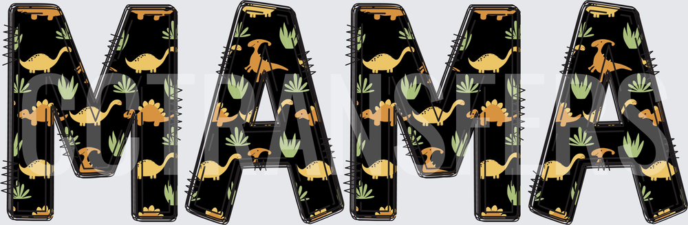 MAMA Black Dinosaur Pattern Bold Letters (DTF)