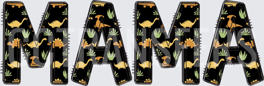 MAMA Black Dinosaur Pattern Bold Letters (DTF)