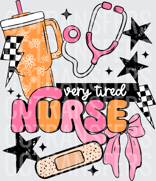 Very Tired Nurse Groovy Retro Coquette Medical (DTF)