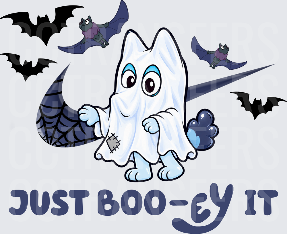 Just Boo-ey It Halloween Ghost Bats Swoosh (DTF)