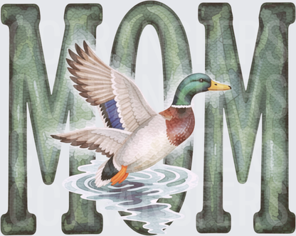 MOM Mallard Duck Landing on Water Camo Letters (DTF)