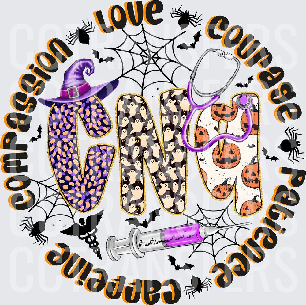 Halloween CNA Love Courage Compassion Patience Caffeine (DTF)