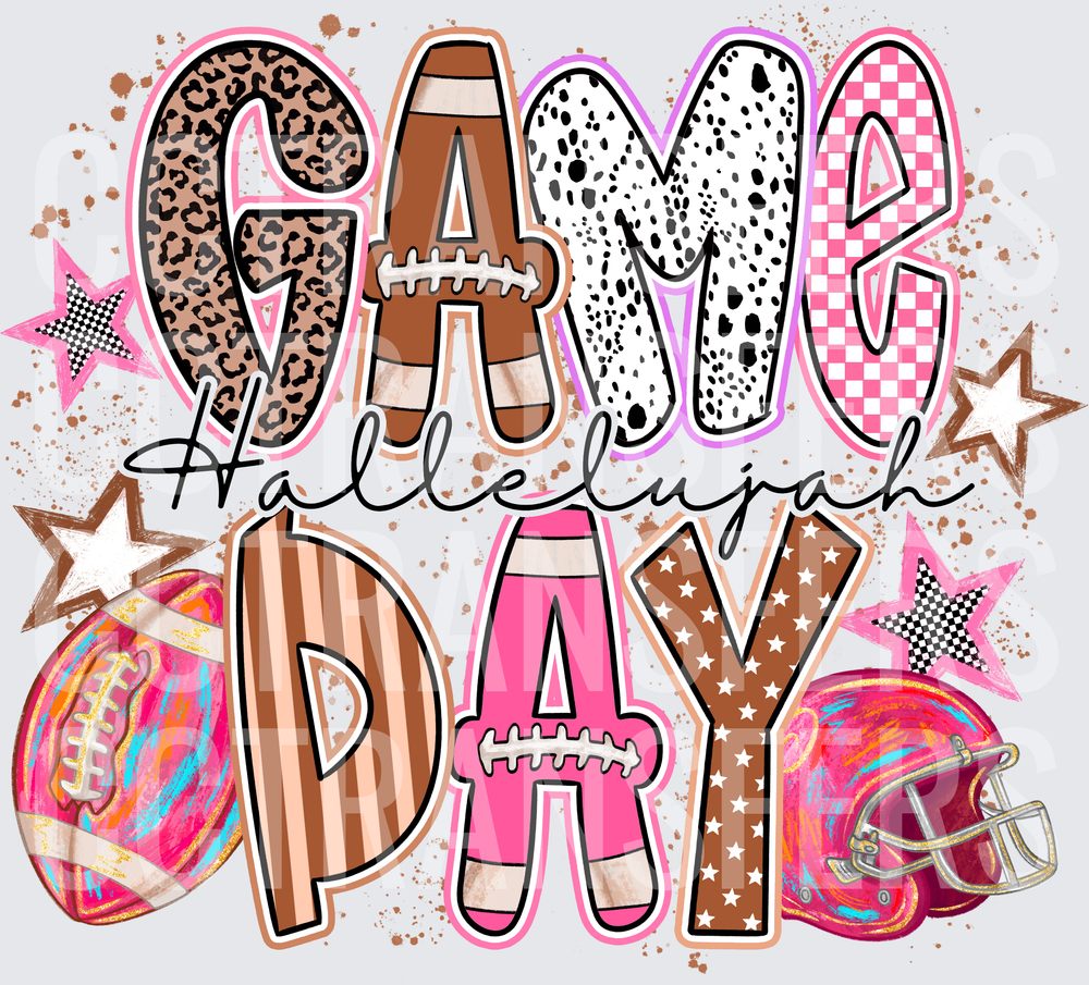 Hallelujah Game Day Football Mixed Pattern Letters (DTF)