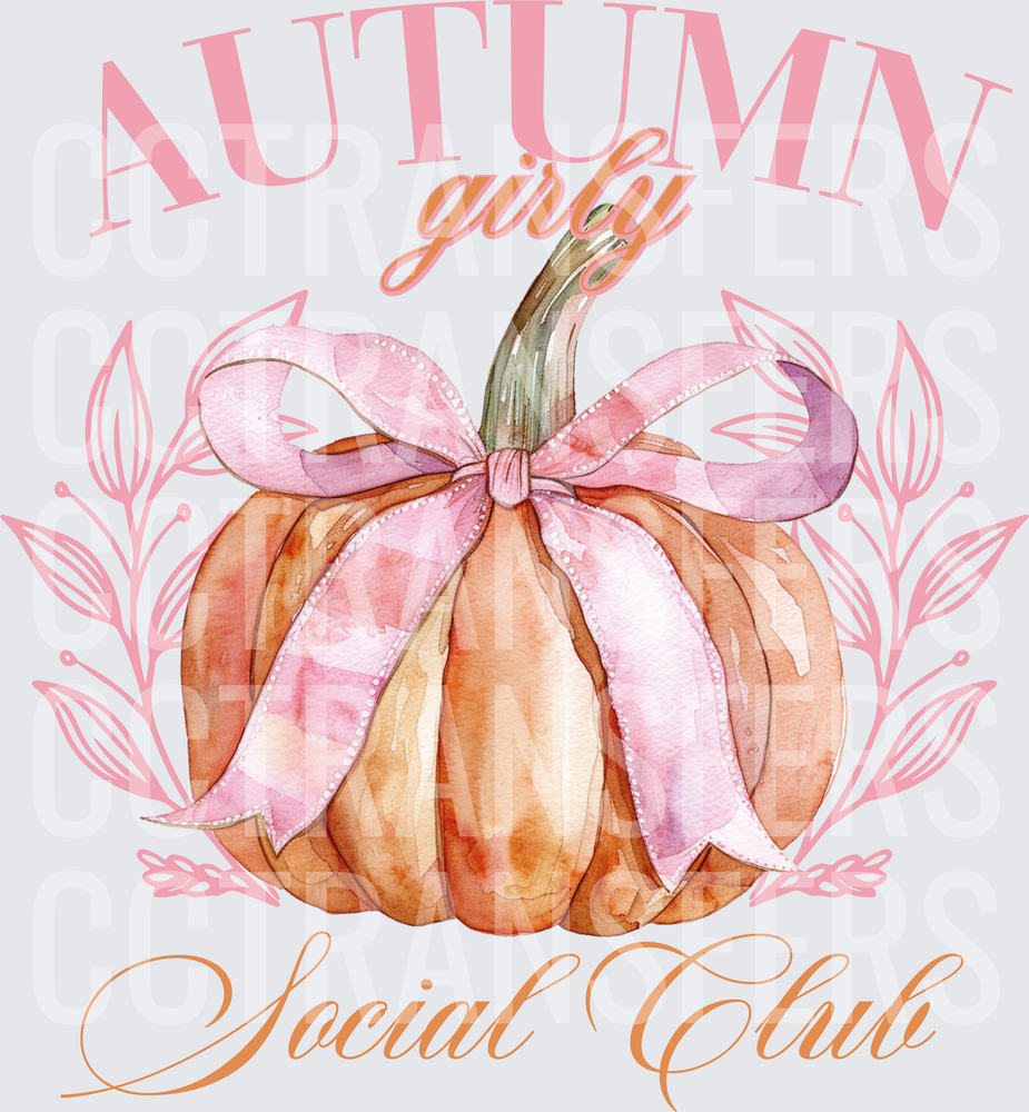 Autumn Girly Social Club Pumpkin Pink Bow Fall (DTF)