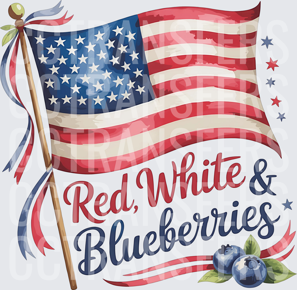Red White & Blueberries Patriotic Flag (DTF)