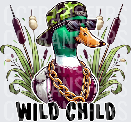 Wild Child Mallard Duck Camo Hat Gold Chain Sunglasses (DTF)