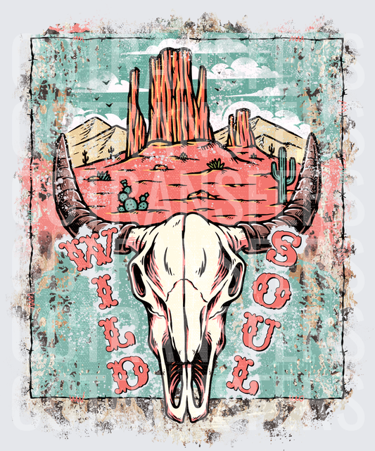 Wild Soul Bull Skull Desert Southwest Landscape (DTF)