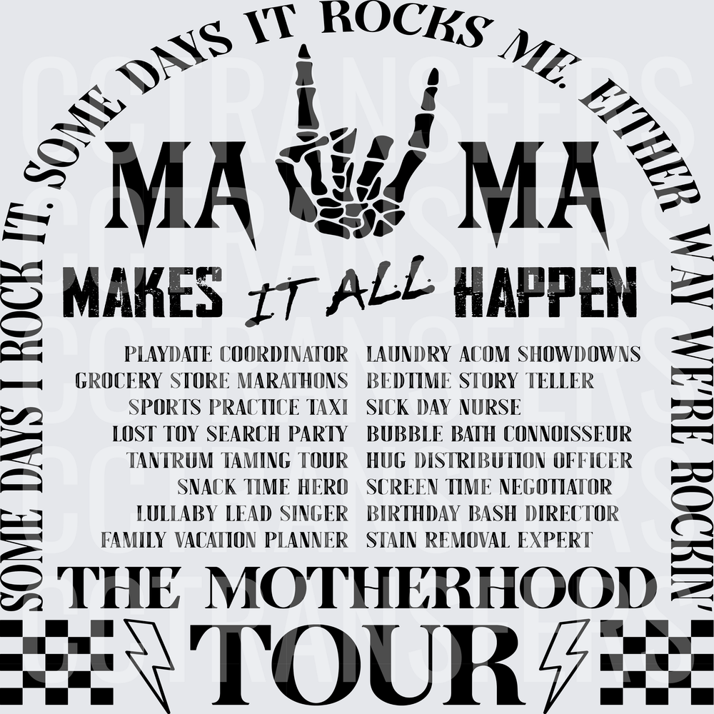 Mama Makes It All Happen The Motherhood Tour Rock Hand (DTF)