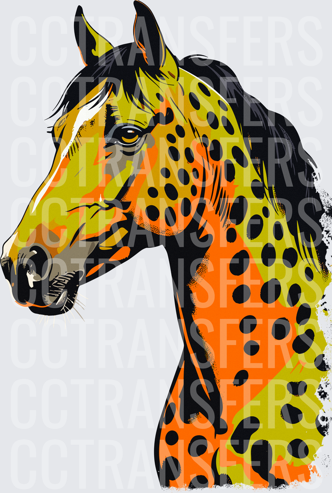 Bold Appaloosa Horse Portrait Pop Art Orange Yellow (DTF)