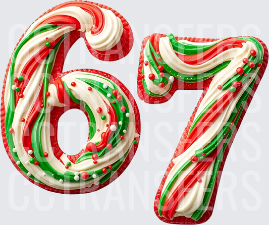 Christmas Frosted Candy Cane Numbers 67 (DTF)