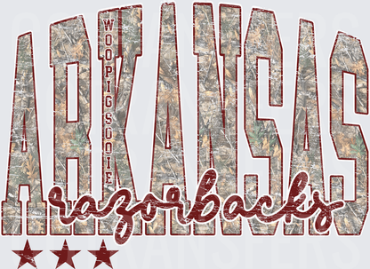 Arkansas Razorbacks Camo Wooo Pig Sooie Stars (DTF)