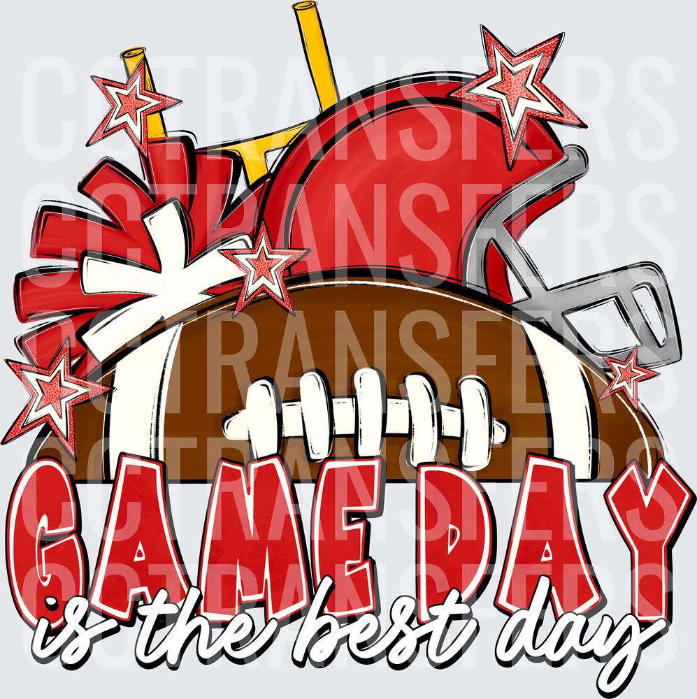 Game Day Is The Best Day Red Football Helmet Stars (DTF)