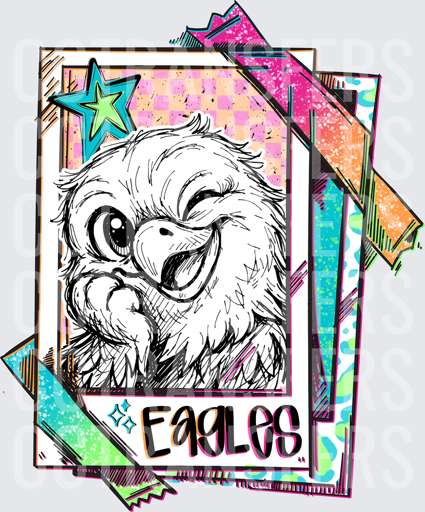 Retro Groovy Eagle Mascot Trading Card Style (DTF)